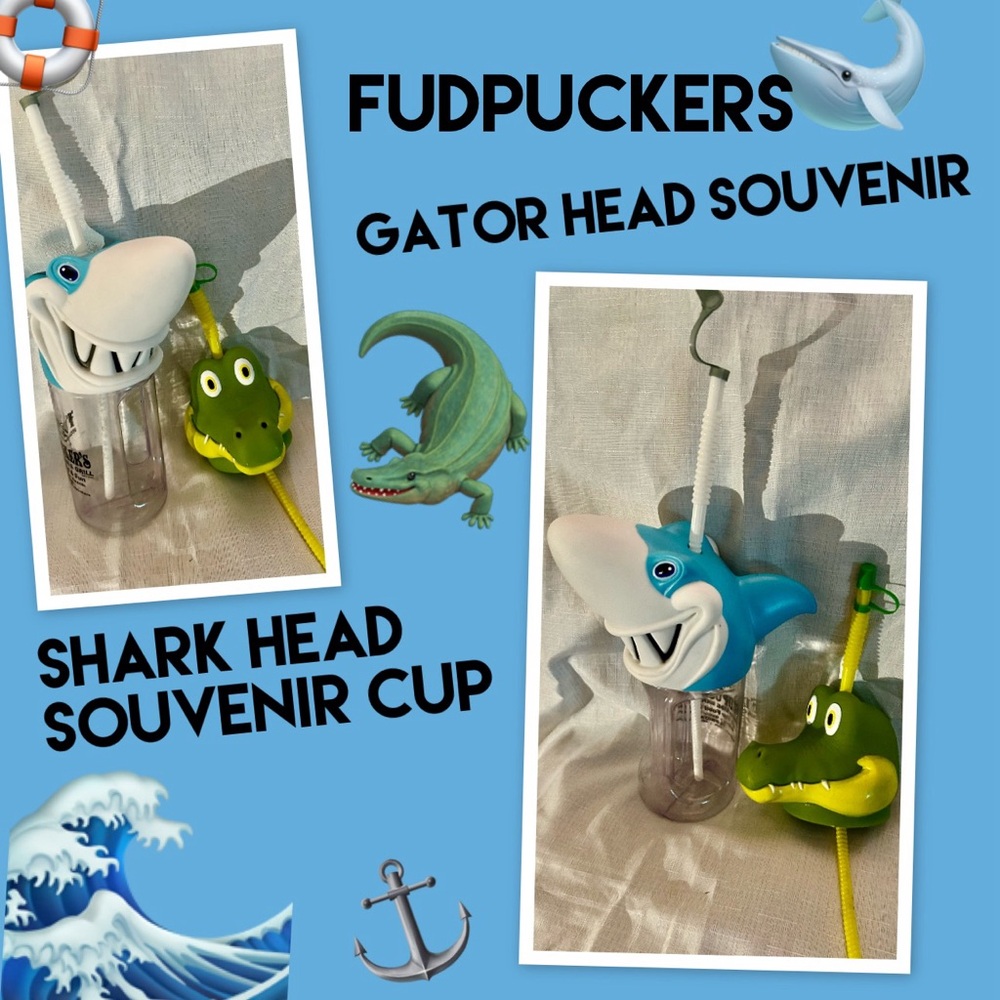 Souvenir Gator & Shark Head Cup